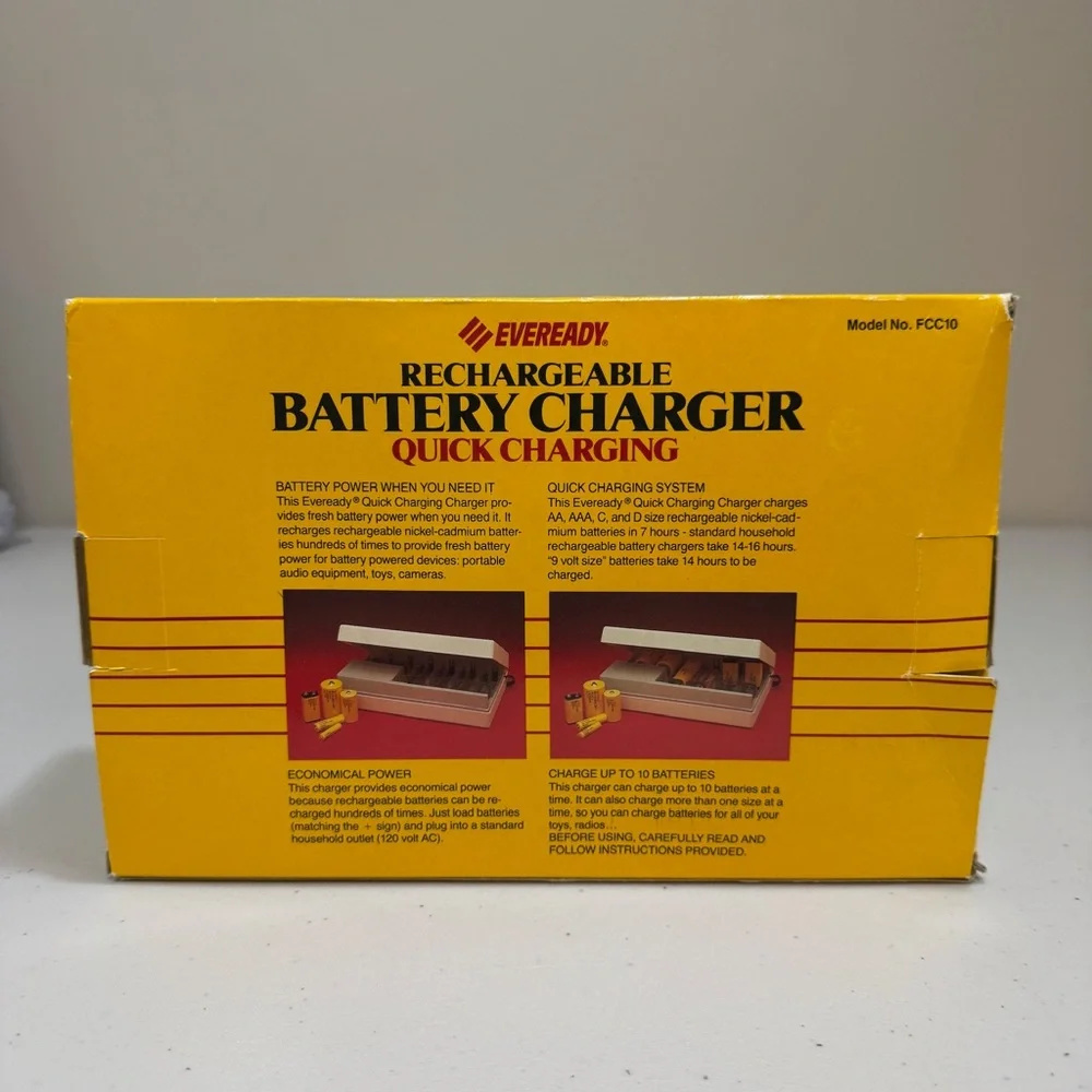 Vintage EVERREADY Battery Charger Model FCC10 Nickel Cadmium Retro 80s 90s Home